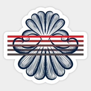 Vintage hand drawn shell red hue stripes Sticker